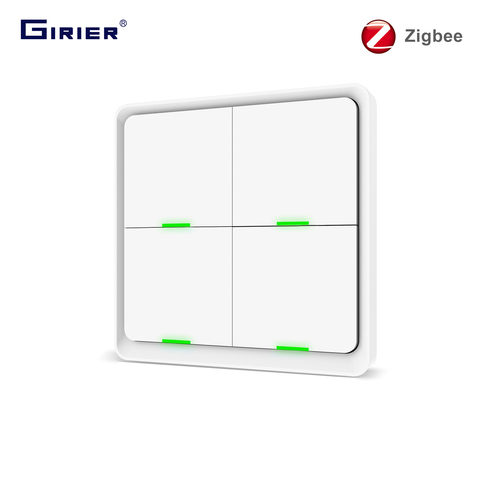 Interruptor de escena Tuya ZigBee de 4 entradas, Control remoto inalámbrico inteligente, botón Universal, funciona con todos los dispositivos Tuya, Wifi/ZigBee ► Foto 1/6