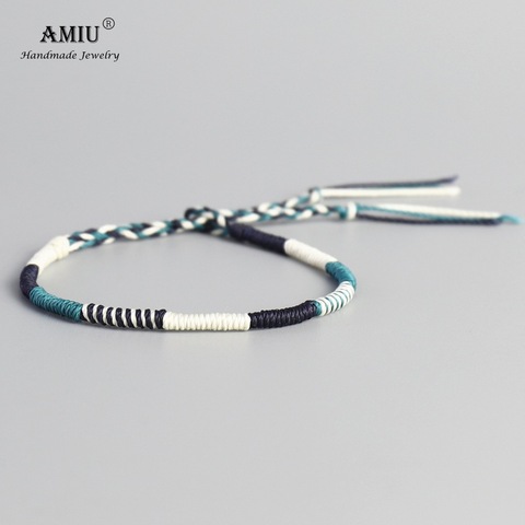 Pulsera de hilo de cera tejido a prueba de agua hecha a mano AMIU, pulsera de nudo de cuerda Simple, pulsera de amistad para hombres y mujeres ► Foto 1/6