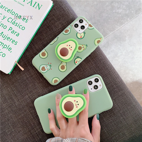 Funda de lujo 3D de silicona suave de aguacate y fruta de dibujos animados para iphone X XR XS 11 Pro Max 6S 7 8 plus, funda de regalo ► Foto 1/6