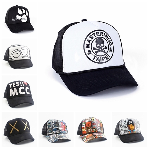 Gorras de béisbol con estampado de calavera para hombre y mujer, gorros de béisbol con estampado de calavera y malla ajustable, Snapback Hip Hop, transpirables, casuales, unisex ► Foto 1/6