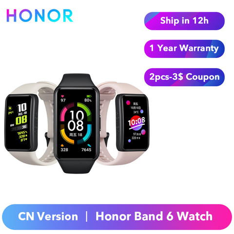 Honor-reloj inteligente Band 6 Original, pulsera con Monitor de ritmo cardíaco, oxígeno en sangre, pantalla táctil Amoled, resistente al agua, compatible con varios idiomas ► Foto 1/6