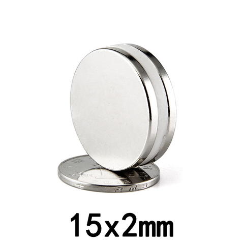 Imanes superfuertes de 15x2mm, imanes redondos y pequeños permanentes de 15x2mm, imán delgado de neodimio de 15x2mm, 10/20/50/100 Uds. ► Foto 1/4