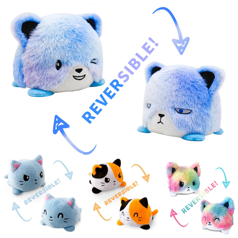 Gatos Reversible de dibujos animados para niños, muñeco de peluche suave de doble cara, de Octopu, regalo de cumpleaños ► Foto 1/1