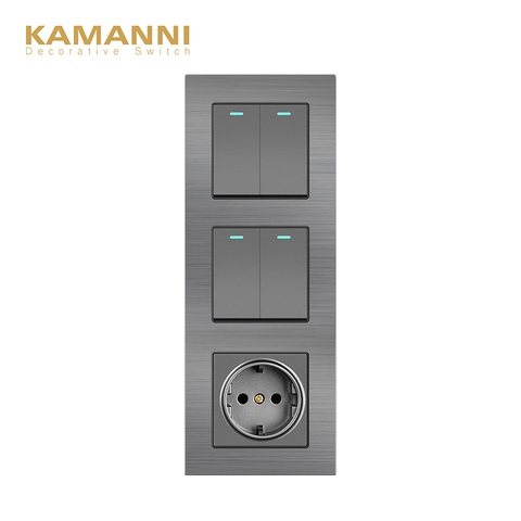 Kamani-enchufe de pared con interruptor de luz, tres marcos, 220v, CA ► Foto 1/6