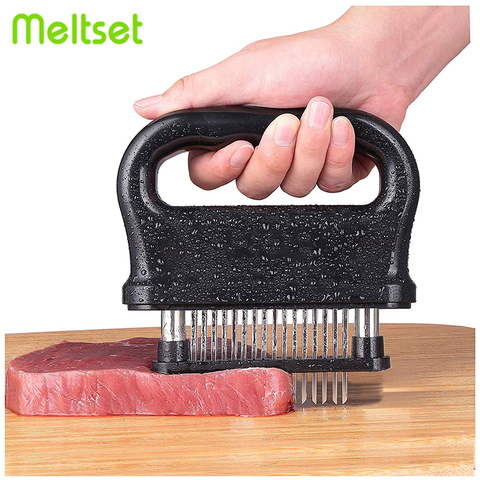 Ablandador de carne de acero inoxidable mejorado, 48 cuchillas, tenderizador de aguja para Cuchillo de carne Beaf, mazo de carne, martillo de carne, herramientas de cocina ► Foto 1/6