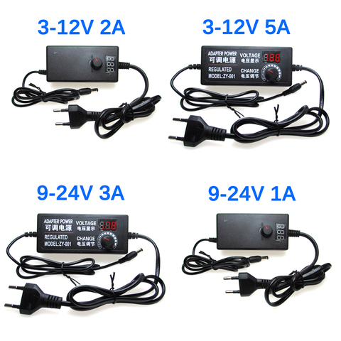 Fuente de alimentación ajustable de 3V, 5V, 6V, 9V, 12V, 15V, 18V, 24 V, 1A, 2A, 5A, CA/CC, adaptador de fuente de alimentación Led de 220V a 12V, 24 V, 12V 24 V ► Foto 1/6