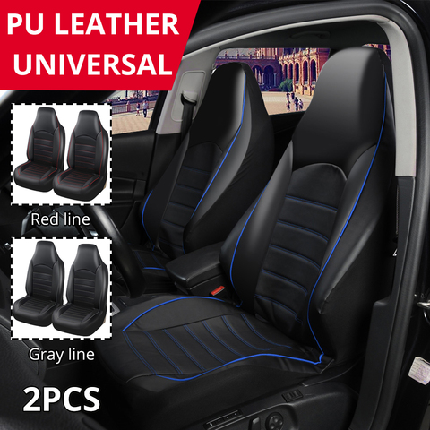 AUTOYOUTH Universal clásica de cuero de la PU fundas de asiento delantero de coche Espalda alta cubo cubierta de asiento para la mayoría de embarcaciones, seguros retirada de carnet, seguros pyme, seguros de hogar SUV o furgonetas ► Foto 1/6