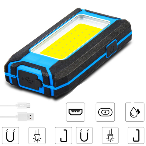 Potente linterna COB LED de 3400mAh de 800LM, linterna de trabajo recargable por USB, lámpara de inspección para tienda de campaña, linterna de pared, 3 modos ► Foto 1/6