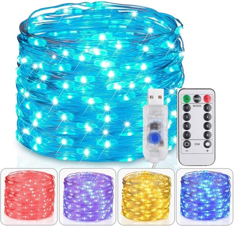 Guirnaldas de luces LED USB 50/100, Control remoto, 5M/10M, cobre, guirnalda con alambre, lámpara para Navidad, boda, fiesta en casa, decoración ► Foto 1/6