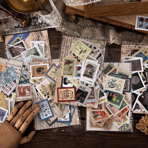 Museo filatélico serie diario cuarderno de recortes con pegatinas decorativas palo etiqueta álbum diario papelería Retro sello pegatina de planta ► Foto 1/5