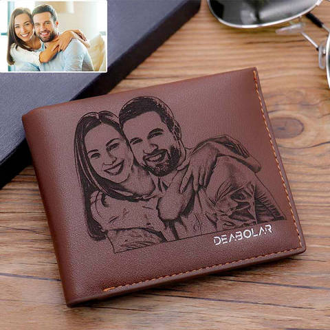 Foto personalizada cartera hombres cartera Slim cartera grabado tu foto titular de la tarjeta de crédito cartera regalo de aniversario para Esposo padre ► Foto 1/6