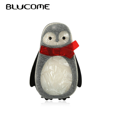 Blucome-broches de pingüino y cerdo hechos a mano para mujeres y niños, regalo de Año Nuevo, bufanda roja, accesorios de tela de animales, broche Harajuku ► Foto 1/6