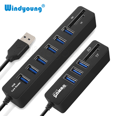 HUB USB 3,0 de USB 3,0 HUB Splitter Puerto múltiples de 3/6 Hub USB SD CardTF lector de tarjeta Usb de alta velocidad combo para ordenador portátil ► Foto 1/6