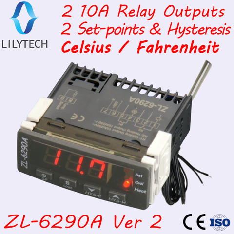 Controlador de temperatura Digital termostato termorregulador, relé de incubadora LED 10A enfriamiento de calefacción, STC-1000, STC 1000, ITC-1000 ► Foto 1/6