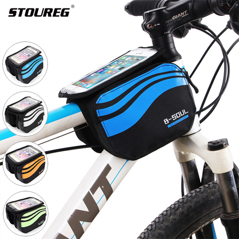 La bicicleta del frente de pantalla táctil del teléfono del bolso camino de MTB bicicleta ciclismo móvil ciclo frente bolsa 5,7 pulgadas del teléfono celular bolsa de bicicleta accesorios ► Foto 1/6