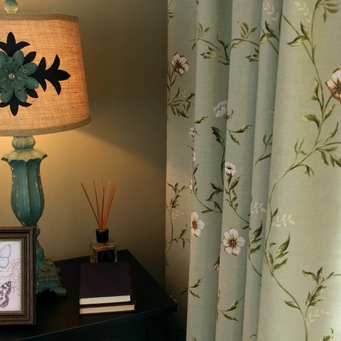 Cortinas de algodón y lino estampado estilo Pastoral americano, cortinas para sala de estar, cortinas opacas para dormitorio ► Foto 1/5