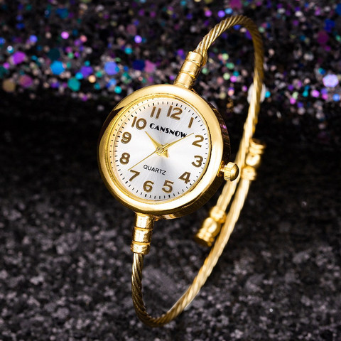 Relojes de marca de lujo para mujer y hombre, pulsera de cuarzo con correa de acero inoxidable, dorado, regalo ► Foto 1/6