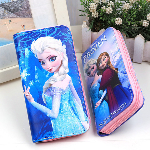 Monedero de dibujos animados de Disney para mujer, billetera larga de princesa Elsa y Anna, regalo de Navidad para niños ► Foto 1/4