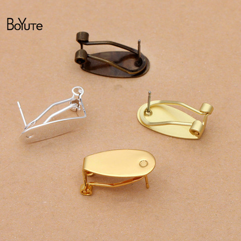 BoYuTe (50 unidades/lote) 9*20MM Metal latón Stud Base de aretes 4 colores Diy Clip pendientes accesorios de joyería ► Foto 1/6