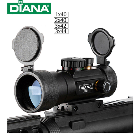 3X44 verde rojo punto alcance óptico táctico Riflescope ajuste 11/20mm riel Rifle Scopes para caza ► Foto 1/6