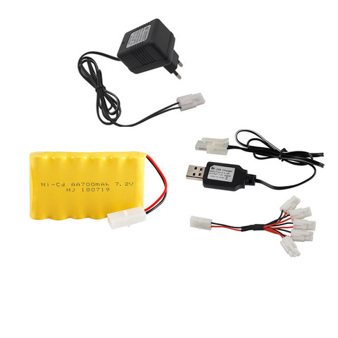 Batería recargable NiCD de 7,2 v y 700mah, cargador para coche de juguete Rc, barco, tanque, tren, Robot pistola, NI-CD, AA, 7,2 v, paquete de batería de 1 Uds. A 2 uds. ► Foto 1/6