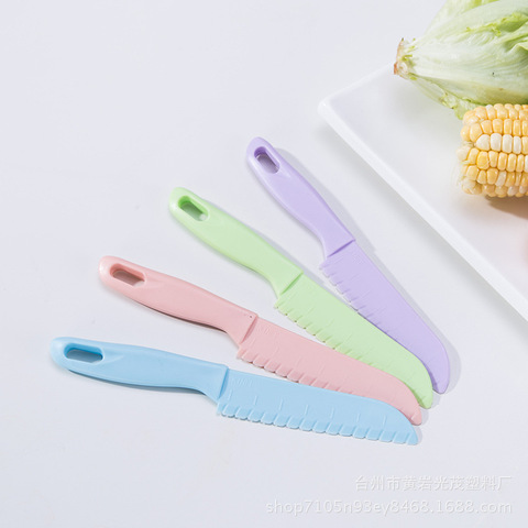 Cuchillo de Frutas de plástico para cortar dientes de sierra, utensilio de cocina seguro para niños, Chef para pan, lechuga, cuchillos de cocina para niños pequeños ► Foto 1/6