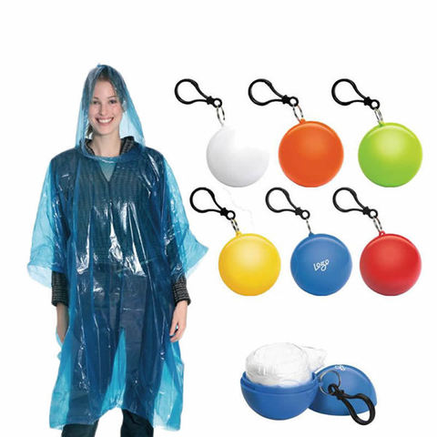 1 Uds portátil impermeable desechables poncho chubasquero unisex bola cabo anillo de bola ► Foto 1/5