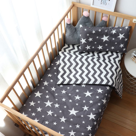 Juego de cama para bebé 3 uds para recién nacidos con diseño de estrella, ropa de cama para chico, ropa de cama tejida de algodón puro para cuna, funda de edredón, sábana para niños ► Foto 1/6