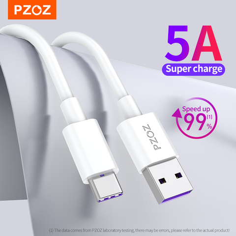 PZOZ 5A USB Type-C Cable For Huawei P40 P30 P20 P10 Mate 40 30 20 X2 nova 7 8 Pro Mobile Phone Charger Fast Charging USB C Cable ► Foto 1/6