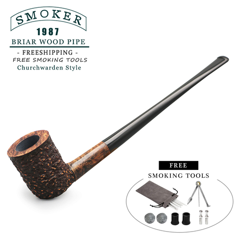 Smoker-Pipa para fumar tabaco de BriarWood, pipa larga hecha a mano, con accesorios gratuitos, envío gratuito ► Foto 1/6