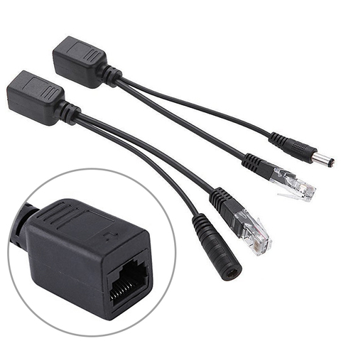 Uds potencia sobre Ethernet pasiva POE inyector divisor Cables adaptadores Kit negro RJ45 inyector de módulo de fuente de alimentación 12 V 48V ► Foto 1/5