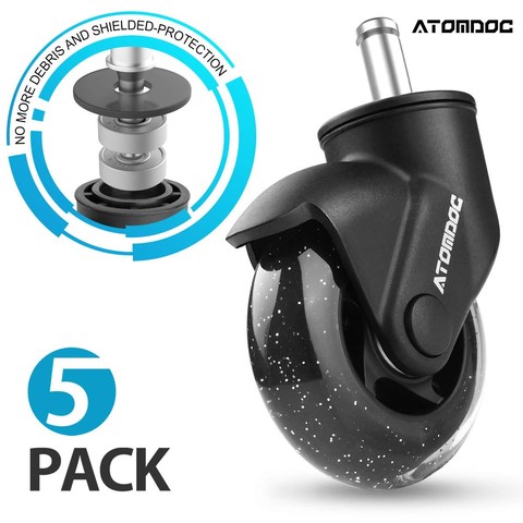 ATOMDOC-ruedas de repuesto para silla con ruedas de oficina, 5 uds., 3 