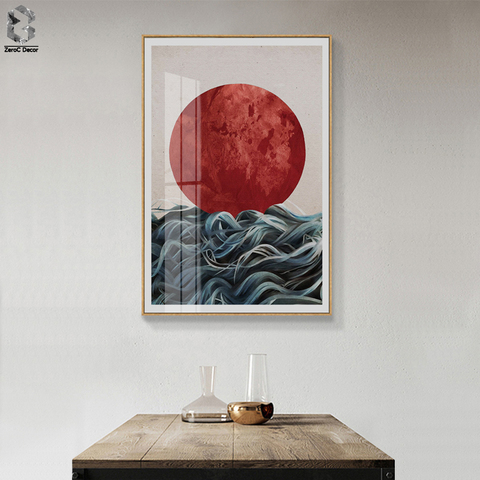 Abstracto japonés amanecer carteles y las huellas de la lona de arte de pared de pintura habitación escandinavo marino decoración para el hogar ► Foto 1/6