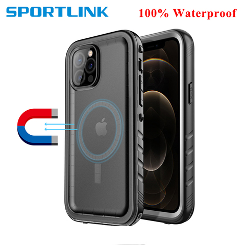 Sportlink-funda magnética impermeable para iPhone 12/12 Pro Max, cargador inalámbrico Magsafe con protección a prueba de golpes de cuerpo completo ► Foto 1/6