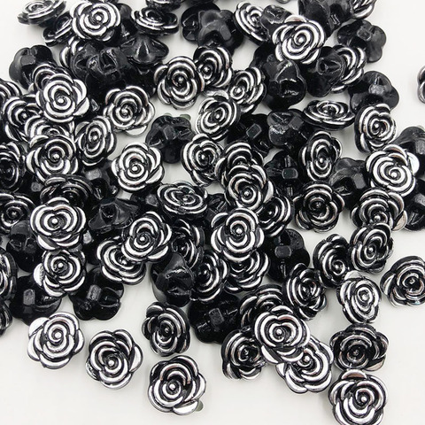 50 Uds. De botones de acrílico de flor Rosa transparente y negro para decoración, accesorios de costura artesanal hechos a mano ► Foto 1/1