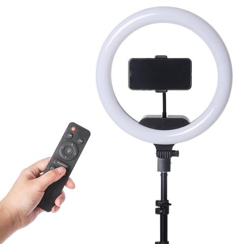 Iluminación de estudio fotográfico de 13 pulgadas, lámpara de anillo regulable con control remoto, 33cm, con trípode para vídeo, maquillaje, Anillo de luz LED ► Foto 1/6