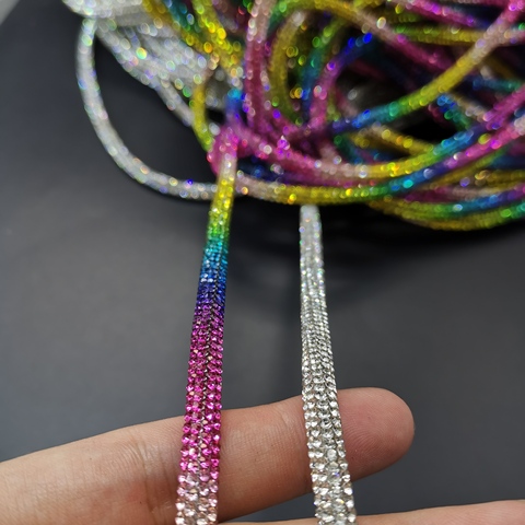 Tira de lentejuelas brillantes para hacer manualidades, hilo de cuerda suave de tubo con diamantes de imitación, para ropa, zapatos, joyería para sombrero, pulsera, decoración de fiesta, 40cm x 6mm ► Foto 1/6