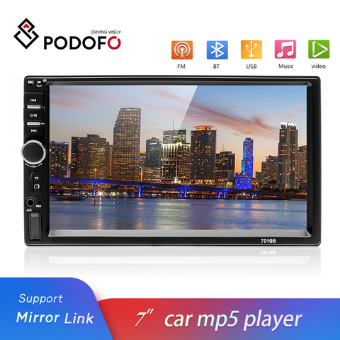 Podofo-REPRODUCTOR Multimedia para coche, Radio 7010B de 2 Din, 7 pulgadas, Mirror Link, Universal, MP5, para Hyundai, Nissan, Toyota ► Foto 1/6