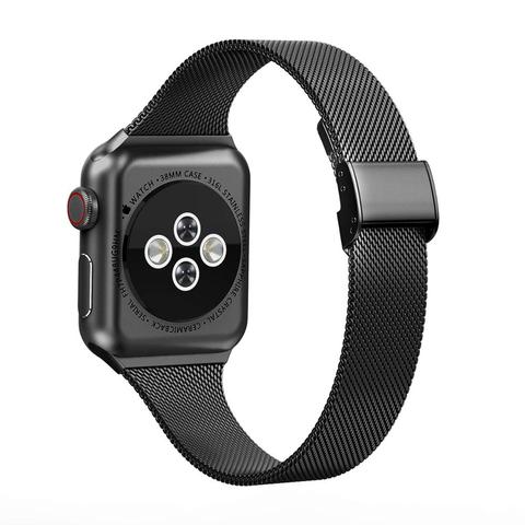 Milanese correa de reloj Apple Watch banda 44 mm 40mm iWatch banda 42mm/38mm silm pulsera de acero inoxidable reloj de Apple serie 4 4 5 SE 6 ► Foto 1/6