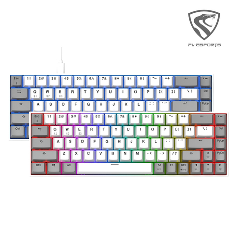 Kailh & FL ESPORTS-Teclado mecánico de 68 teclas con retroiluminación RGB, teclado ergonómico con cable USB para PC y portátil ► Foto 1/6