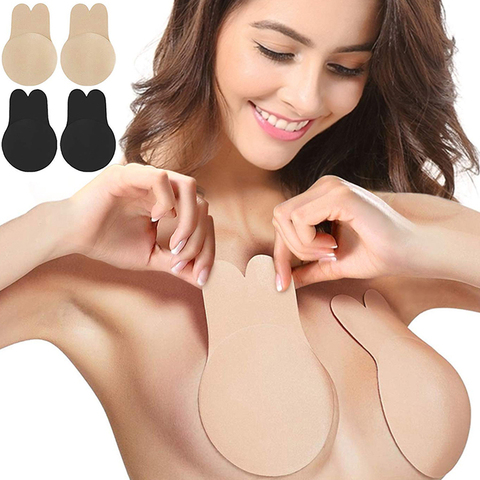 Sujetadores push-up para mujer, sujetador Invisible sin tirantes de silicona autoadhesivo, cinta adhesiva reutilizable para levantar el pecho, almohadillas para sujetador Kawaii de conejo ► Foto 1/6