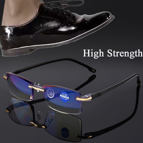 Gafas de lectura portátiles para hombre, de alta resistencia, con luz azul, lentes bifocales para TR90 presbicia, 2022 a 1,0 ► Foto 1/6