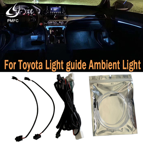 Luz Ambiental PMFC para coche, instrumento para puerta, Panel embellecedor, luz de ambiente Interior LED azul, marco de tablero, lámpara para Toyota Camry ► Foto 1/6