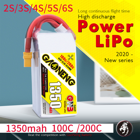 Gaoneng GNB 1350mAh 100C 2P 2S 3S 4S 5S 6S 4-eje FPV de la batería de 7,4 V-22,2 V baterías de alta potencia más pequeño de gran capacidad ► Foto 1/6