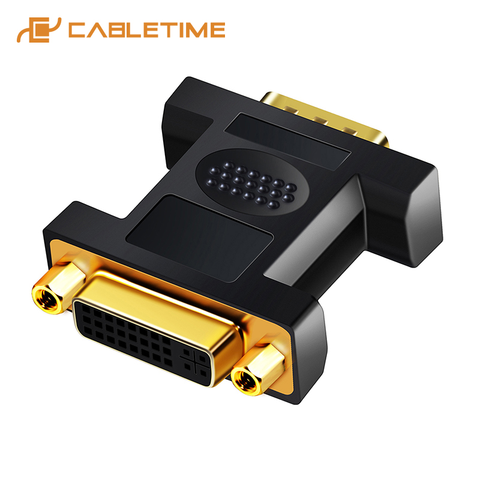 CABLETIME VGA Macho a DVI 24 + 5 Pin convertidor hembra Adaptador DVI a VGA 1080 chapado en oro DVI convertidor forComputer PC portátil C11 ► Foto 1/6