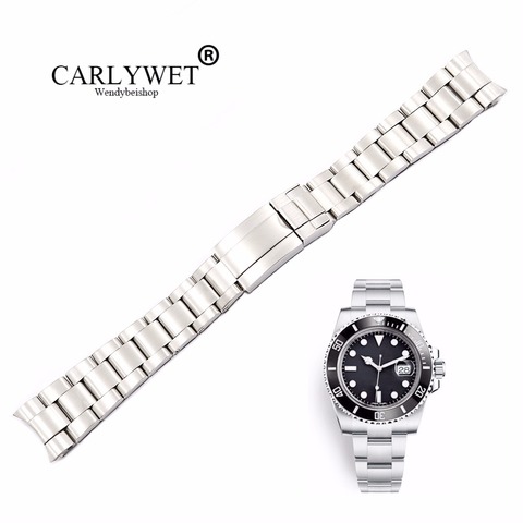 CARLYWET 20 21mm plata cepillada 316L Acero inoxidable sólido correa de reloj Correa pulseras para Rolex Submariner ► Foto 1/6