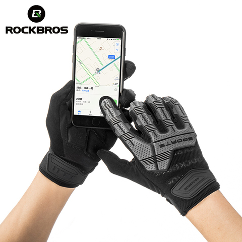 ROCKBROS Guantes de ciclismo de invierno para hombres y mujeres, guantes de  ciclismo de dedo completo, guantes de bicicleta con pantalla táctil
