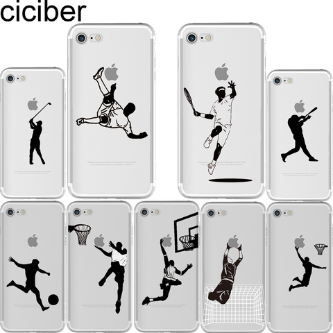 Ciciber-funda de teléfono suave de TPU para Iphone, protector de béisbol, fútbol, tenis, deportes, Iphone 11 Pro Max 6 6S 7 8 Plus 5S SE X XR XS Max ► Foto 1/6