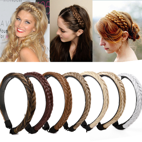 Cintas elásticas para el cabello para mujer, diademas antideslizantes trenzadas, accesorios para el cabello para niña, banda elástica ajustable para la cabeza, Sombreros con bisel ► Foto 1/6