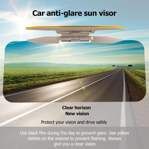 2 en 1 parasol para coche día y noche HD Anti luz del sol deslumbrante gafas de día y noche de conducción espejo parasol plegable y abatible de rayos UV claras vistas ► Foto 1/6